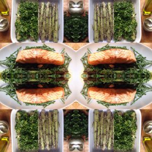 Groene asperges met zeewier crème 