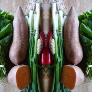 Raapstelen, zoete aardappel en kurkuma