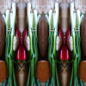 Raapstelen, zoete aardappel en kurkuma
