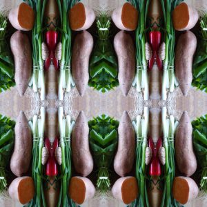 Raapstelen, zoete aardappel en kurkuma