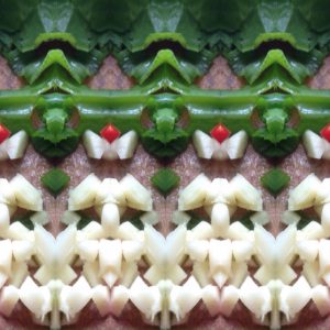 Verse andijvie, rode peper en knoflook