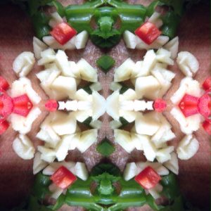 Verse andijvie, rode peper en knoflook