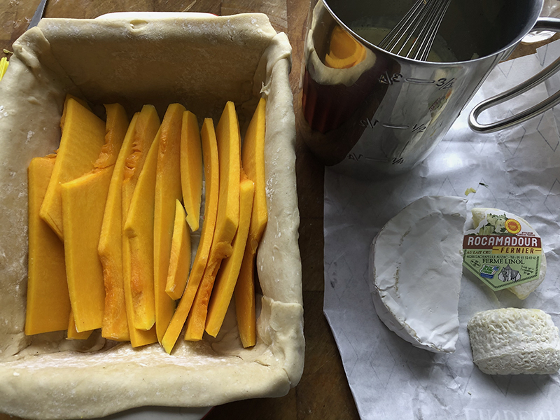 Speltquiche met pompoen en geitenkaas