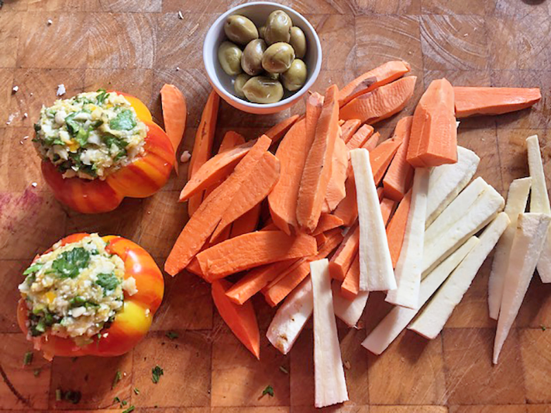 Gevulde paprika met zoete aardappel en pastinaak